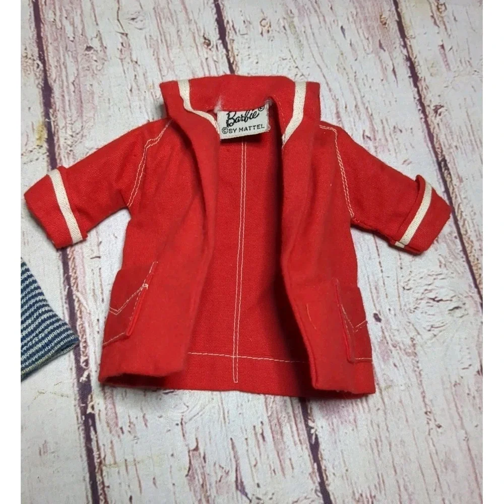 Vintage Barbie #963 RESORT SET  Navy Blue & White‎ Striped Top Red Jacket